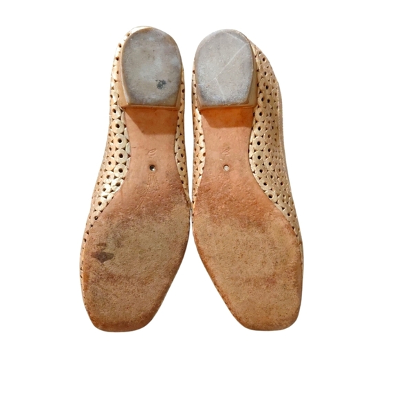 Corso como Gold Perforated Leather Flats Cut-out Metallic Loafers Size 8 - Picture 8 of 11